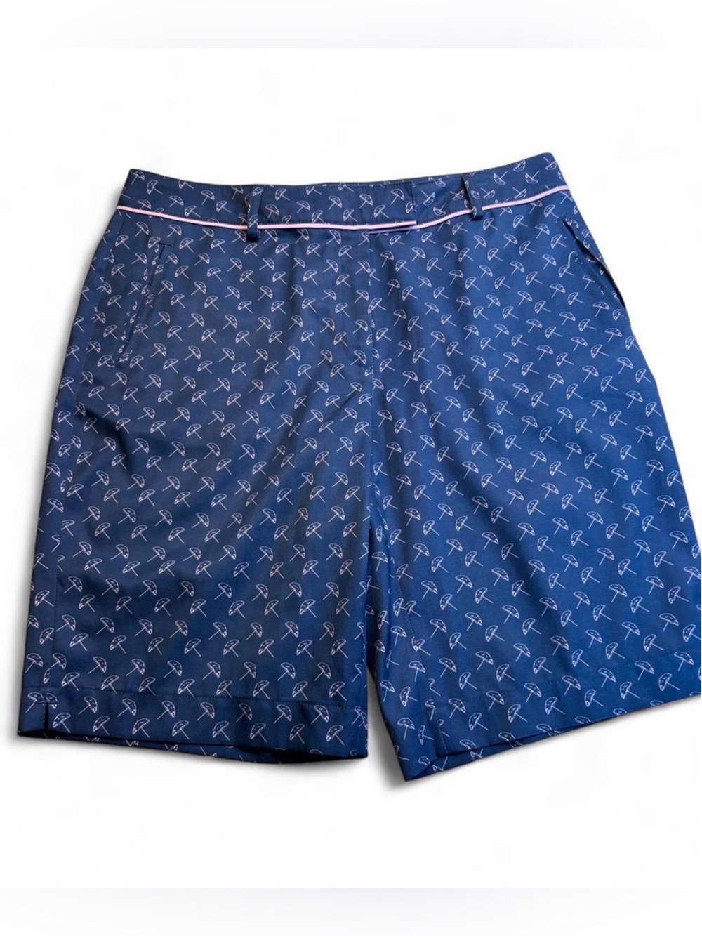 Lady Hagen Navy Printed Golf Shorts with Pink Piping